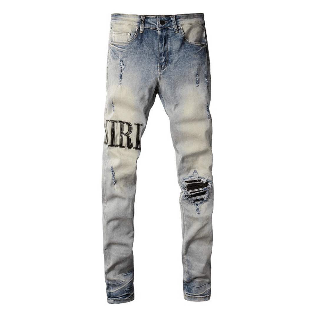 Amiri Logo Ripped Jeans
