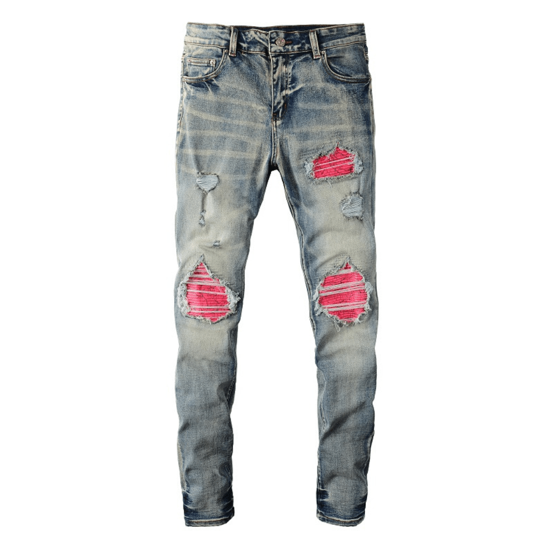 Amiri Rose Patch Blue Jeans