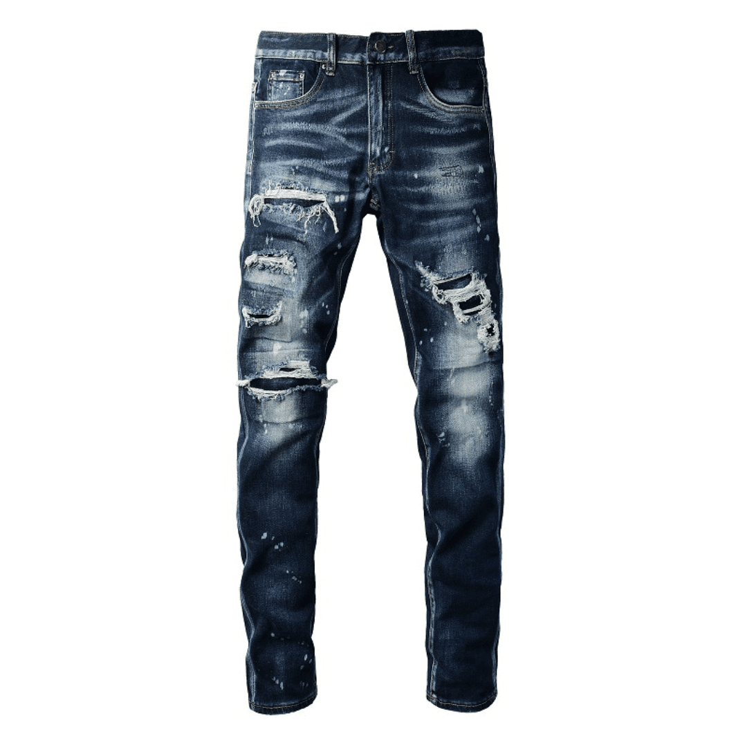 Amiri Paint Drip Blue Jeans