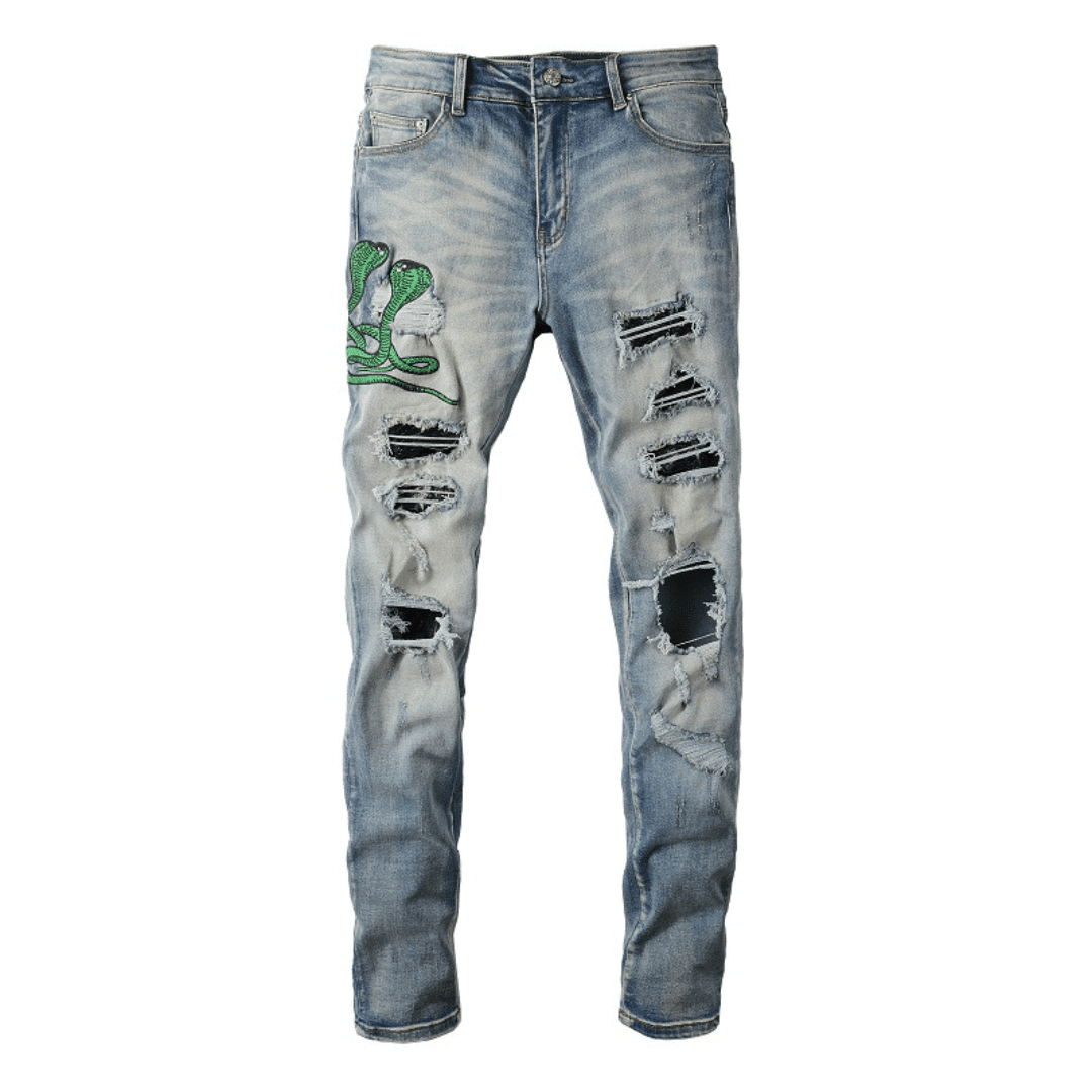 Amiri Snake Blue Jeans