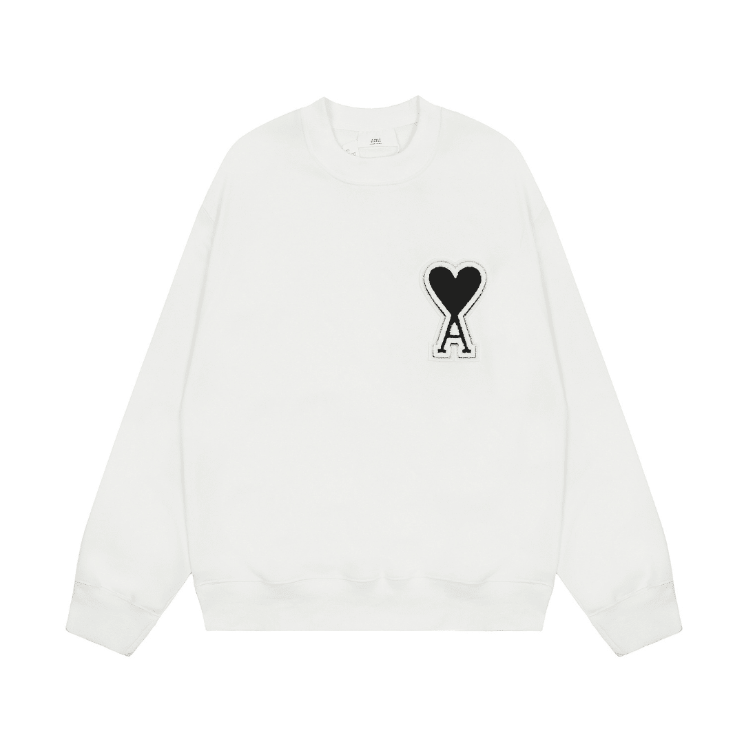Ami White Black Logo Hoodie