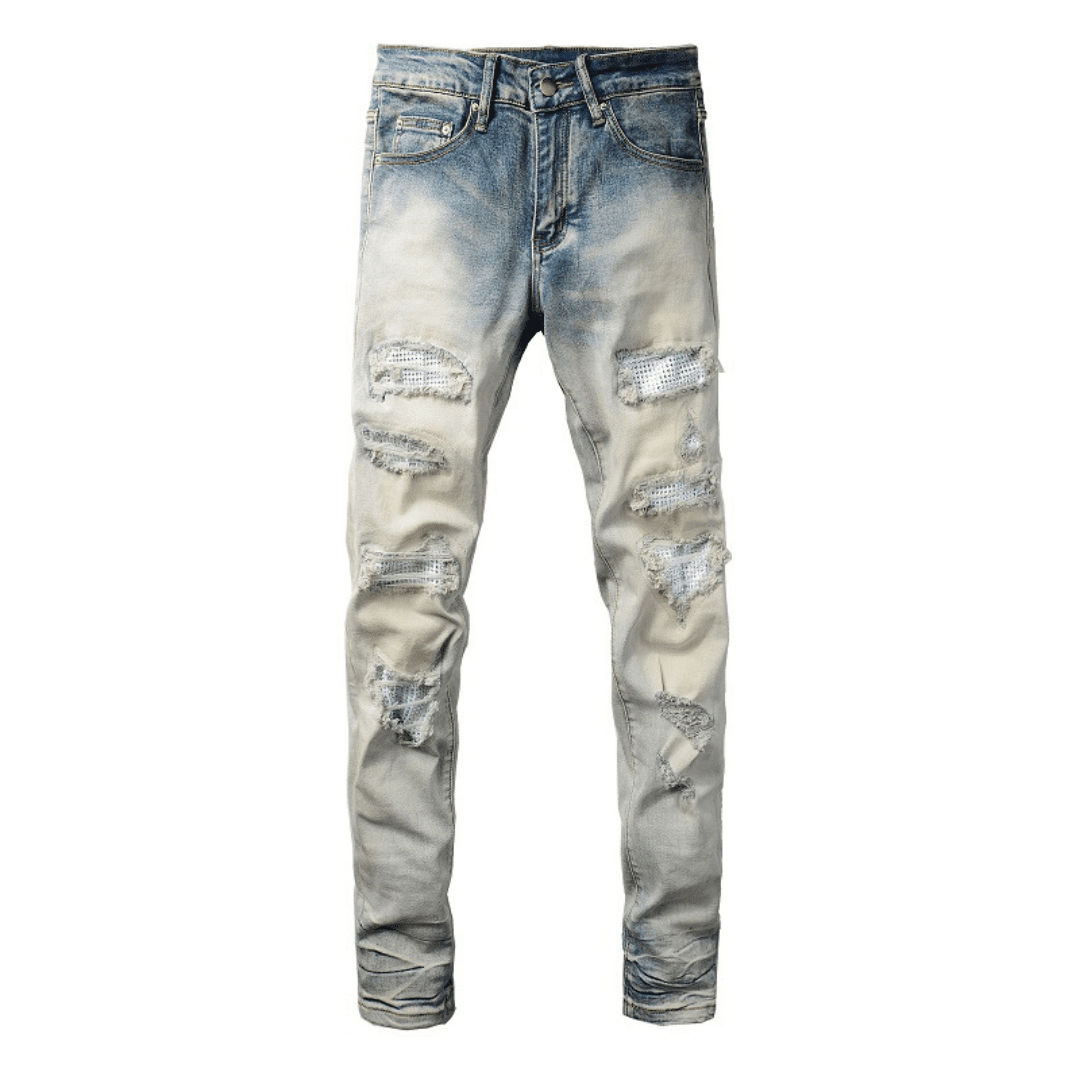 Amiri Blue White Jeans
