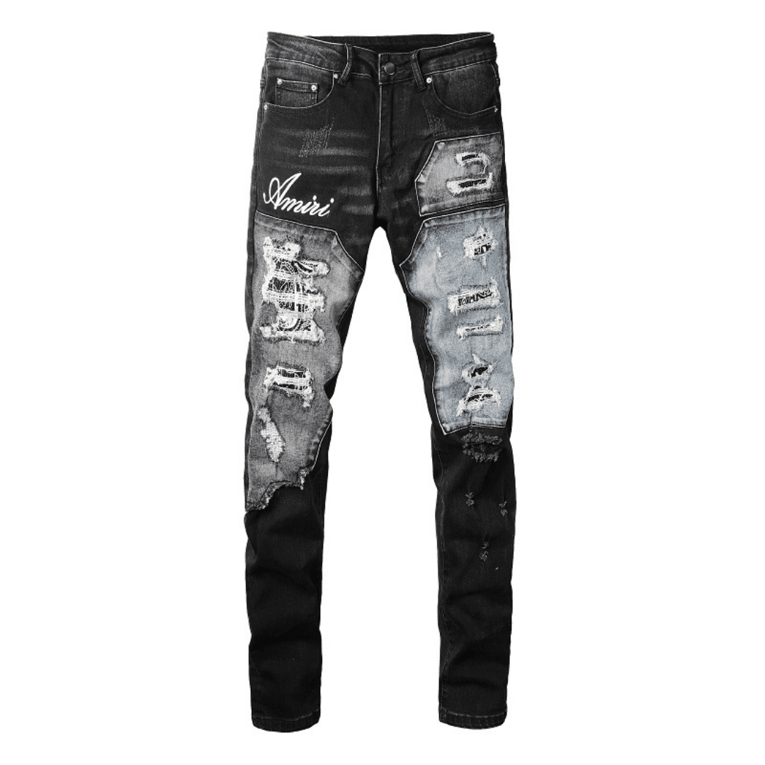 Amiri Logo Bandana Distressed Jeans