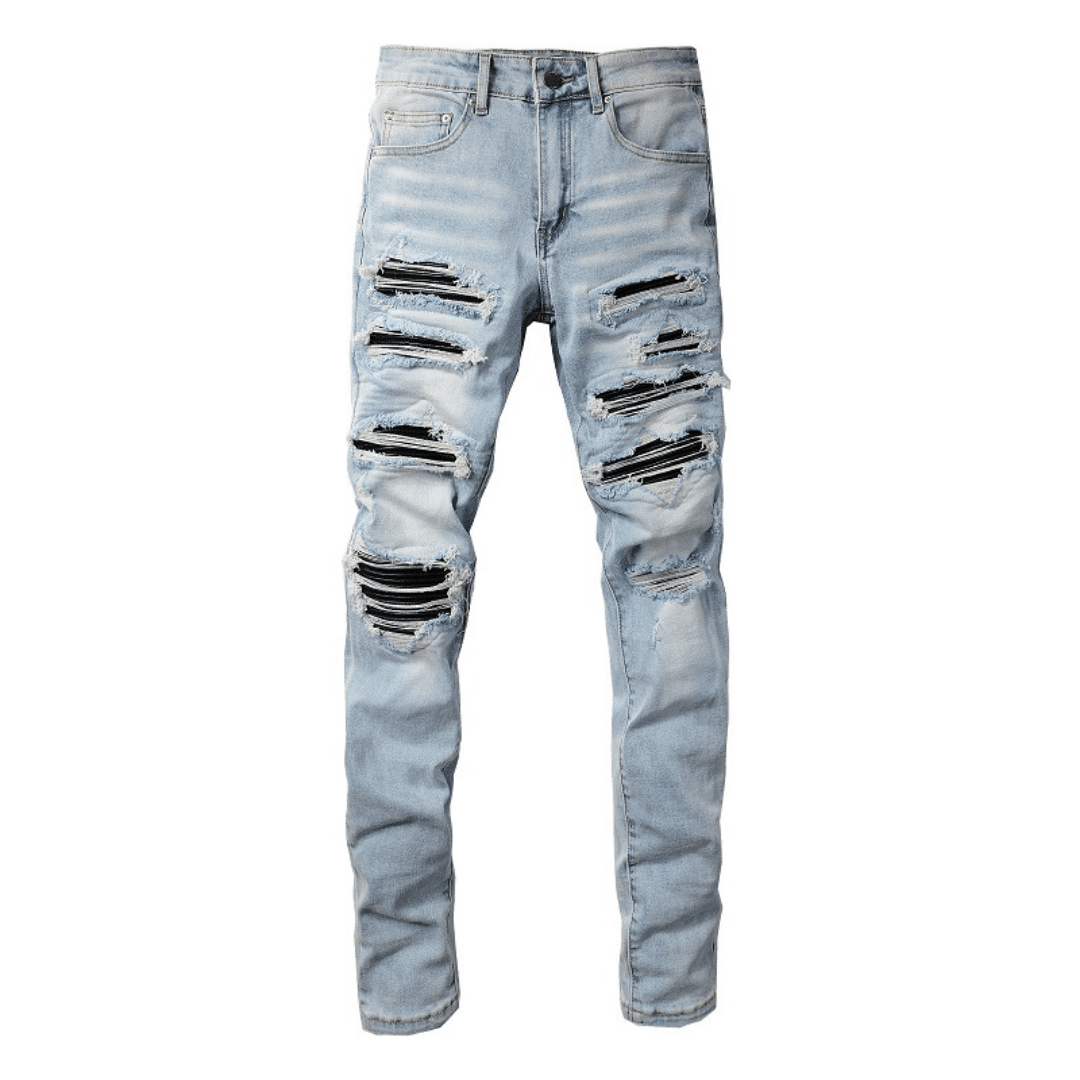 Amiri Black Patch Blue Jeans