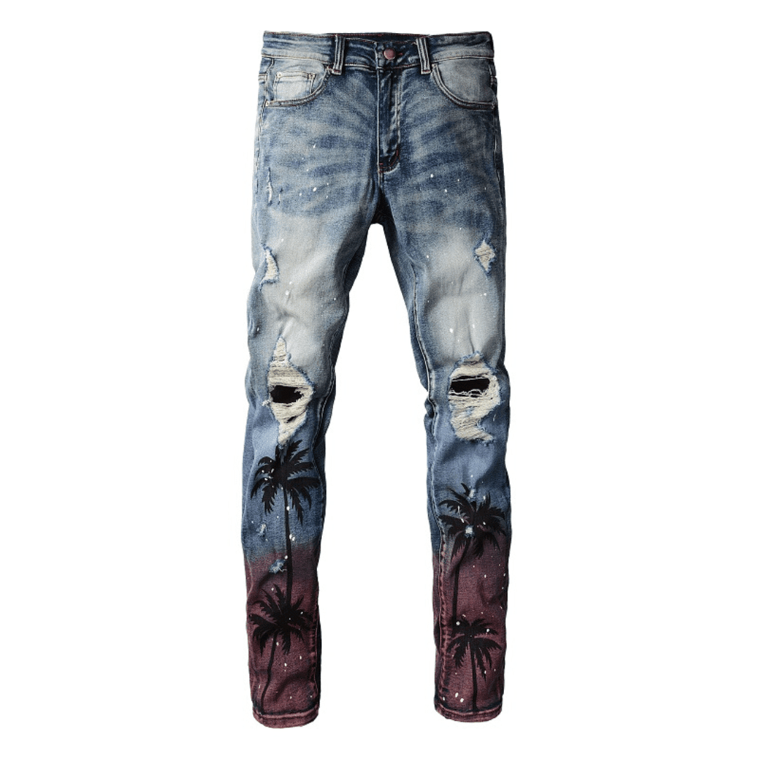 Amiri Palm Blue Jeans